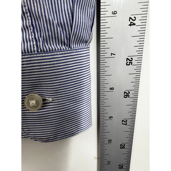 John Varvatos Shirt Slim Fit Stripe Button‎ Front Blue White Size 16 1/2 37 37 - Picture 10 of 10